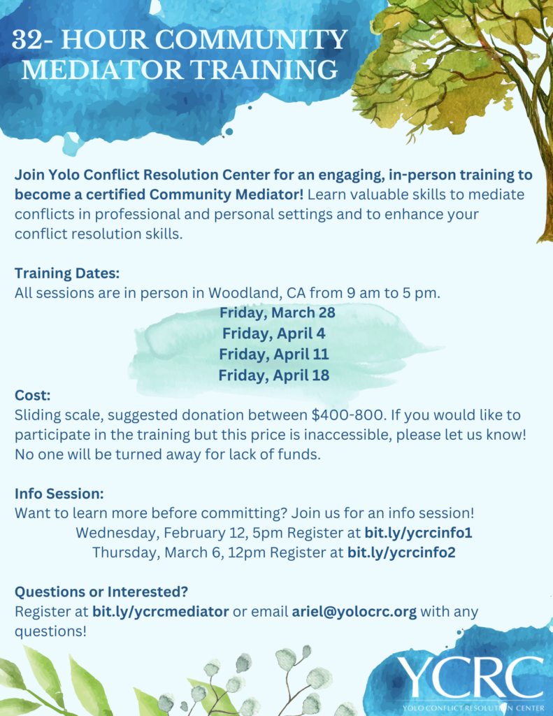 Flyer promoting Mediation Training